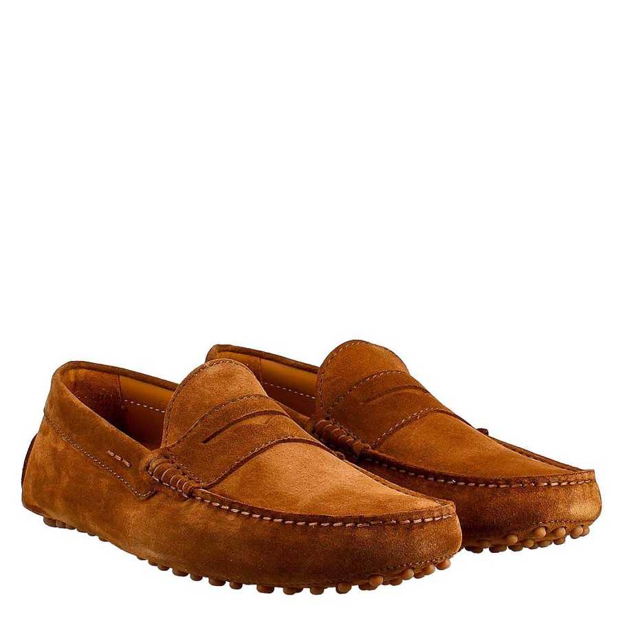 Leonardo Light Brown Lined Men'S Moccasin In Suede