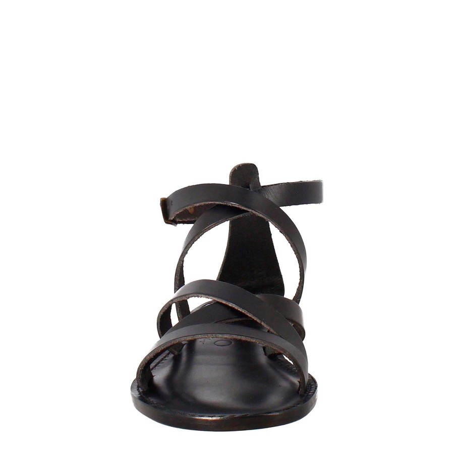 Leonardo Sinfonia Women'S Ancient Roman Style Sandals In Black Leather