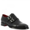 Leonardo Handmade Black Calf Leather Double Buckle Men'S Elegant Shoes