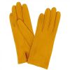 Leonardo Classic Handmade Women'S Gloves In Yellow Ocher Nappa