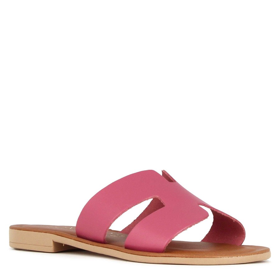 Leonardo Women'S Pink Leather Slippers