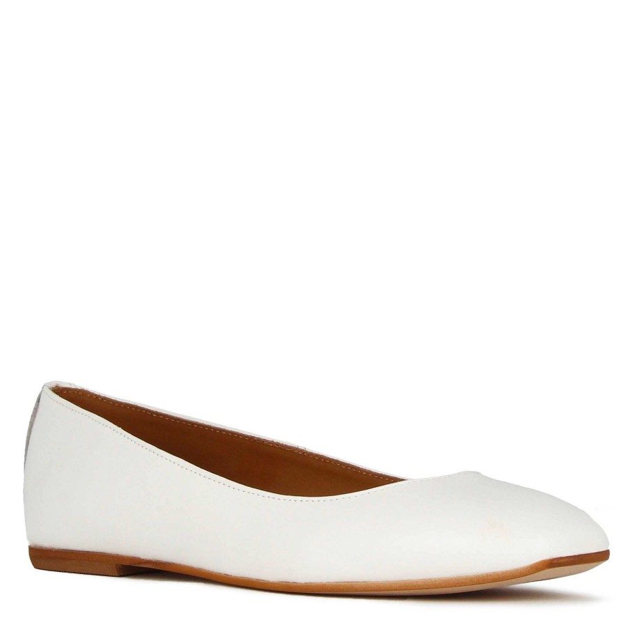 Leonardo Handmade Women'S Casual Ballet Flat In White Smooth Leather