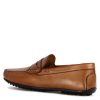 Leonardo Casual Men'S Moccasin In Brown Leather With Rubber Pebbled Sole